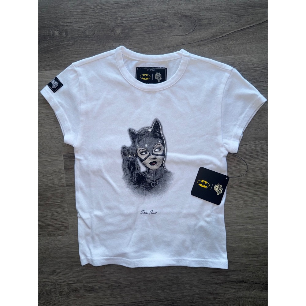 NWT Darc Sport x Batman Cat Women Baby Tee Small White